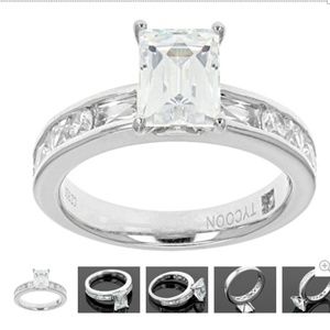 CZ  Solitaire  CZ Platineve/Sterling SZ 9